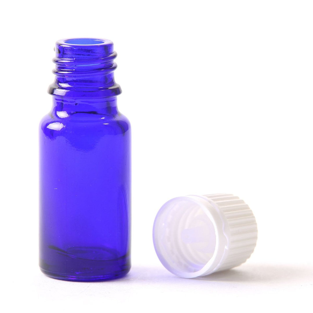 10ml Cobalt Blue Glass Boston Round Bottle (With White Tamper Evident Cap & Dropper) - Mystic Moments UK