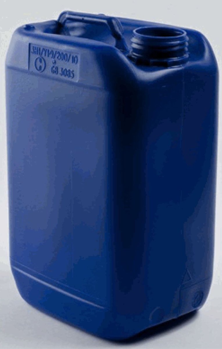 Stapelbarer 30-Liter-Kanister aus blauem HDPE mit 61-mm-Hals und schwarzem  Originalitätsverschluss