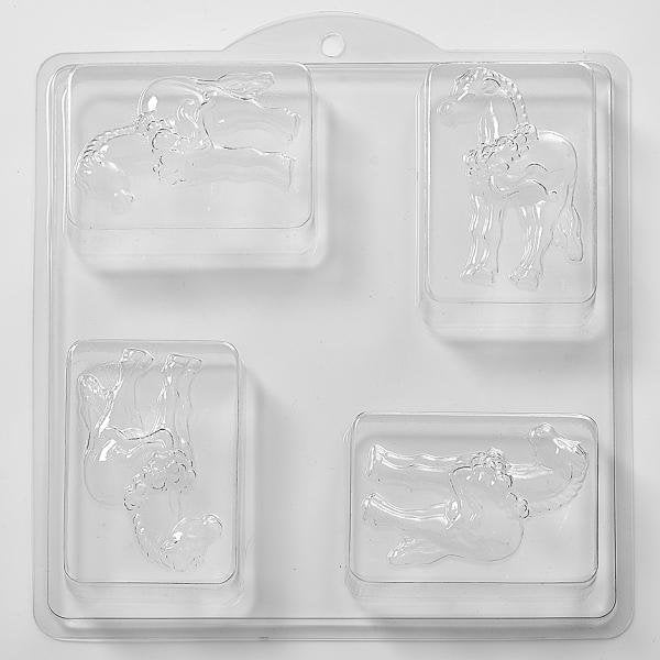 Horse Soap/Bath Bomb/Chocolate Mould 4 Cavity L25 - Mystic Moments UK