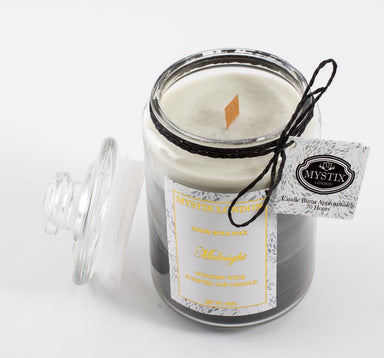 Mystix London Midnight Wooden Wick Scented Jar Candle - Mystic Moments UK