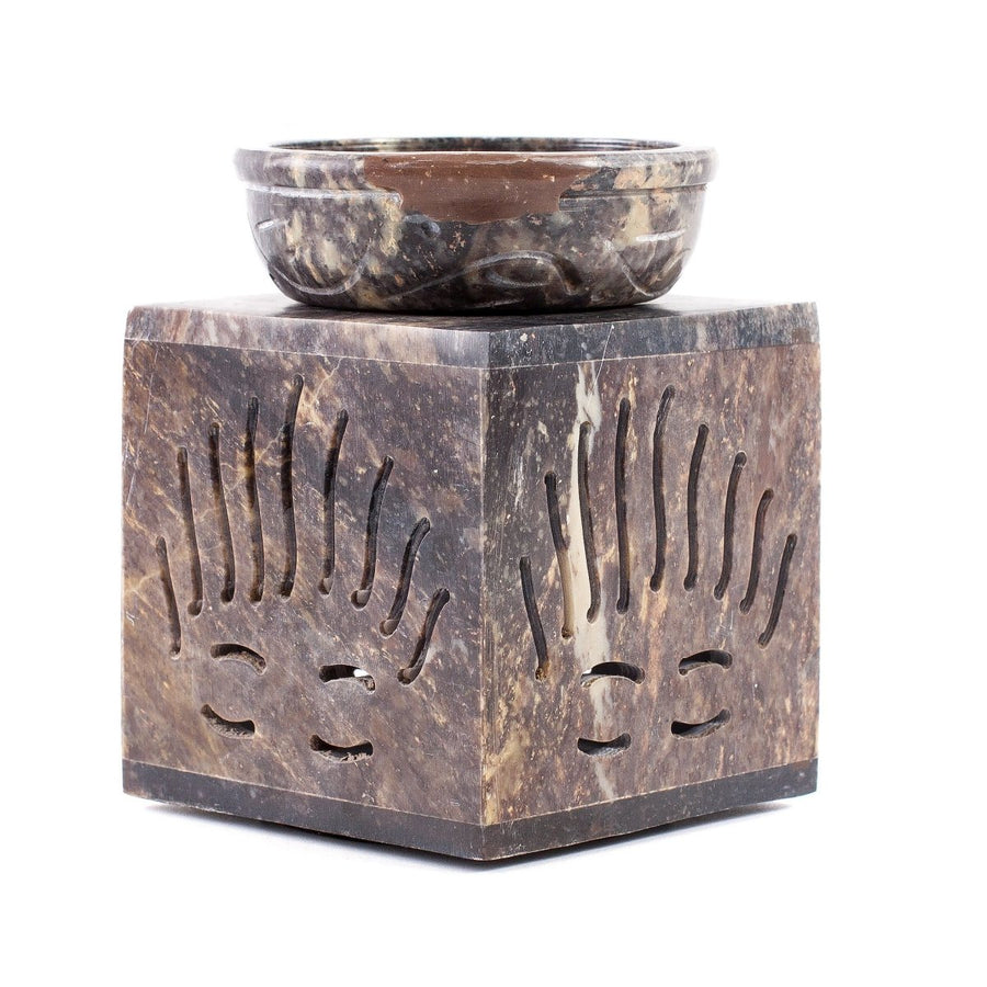 Rising Sun Soapstone Oil Burner with Sliding Door - Mystic Moments UK