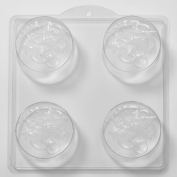 Round Celestial Stars Soap/Bath Bomb/Chocolate Mould 4 Cavity M33 - Mystic Moments UK