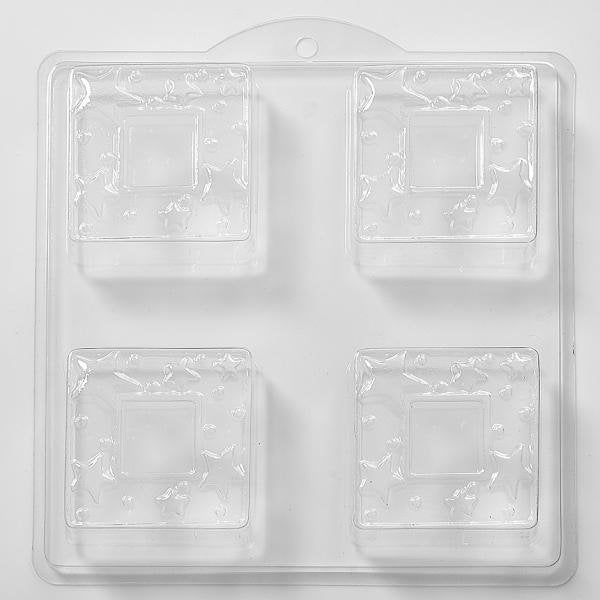 Square Stars Soap/Bath Bomb/Chocolate Mould 4 Cavity M38 - Mystic Moments UK