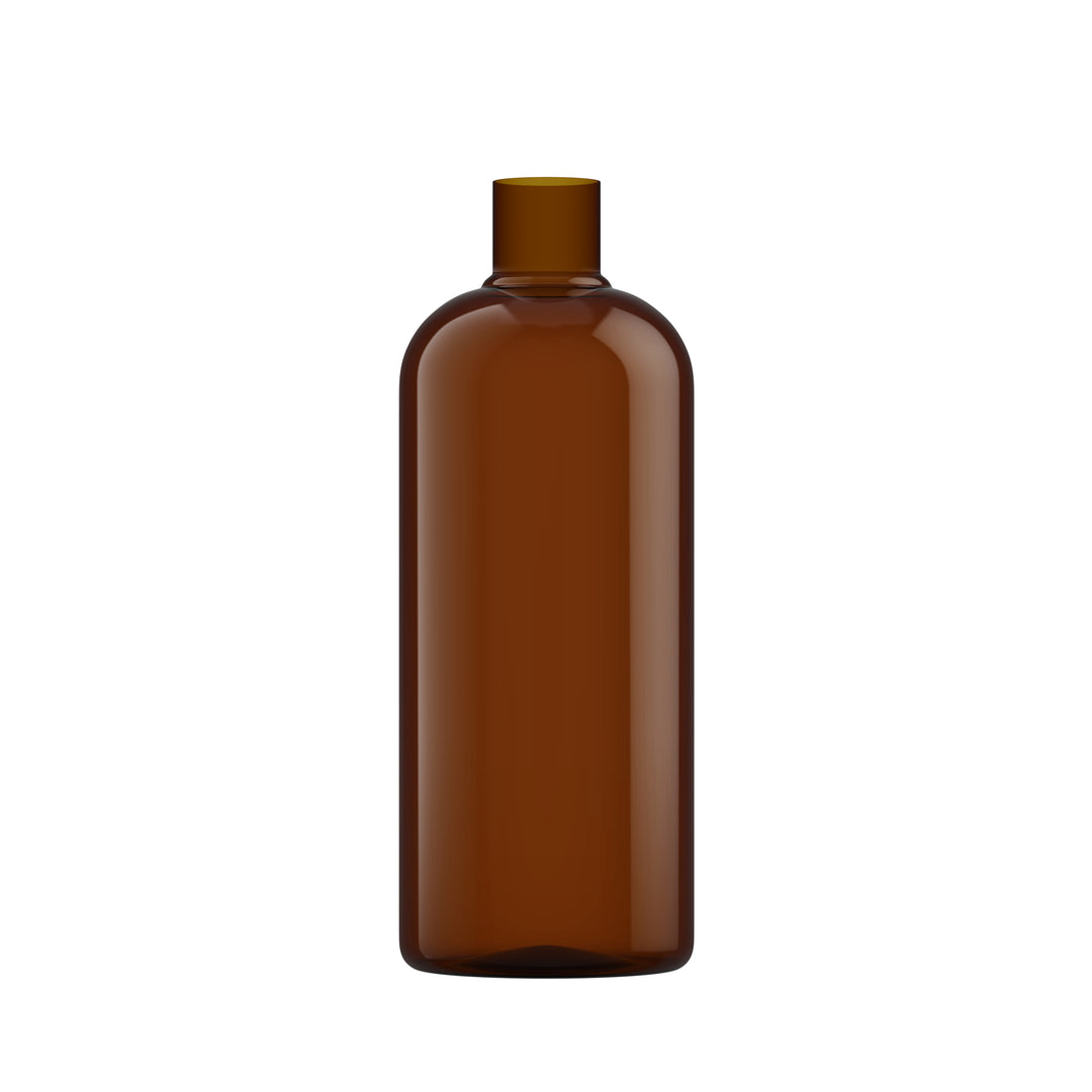 Bernsteinfarbene 500-ml-Boston-Rund-PET-Flasche 24/415