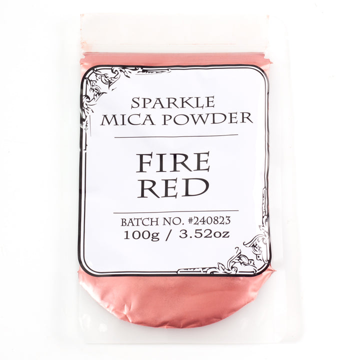 Mica brillante roja fuego