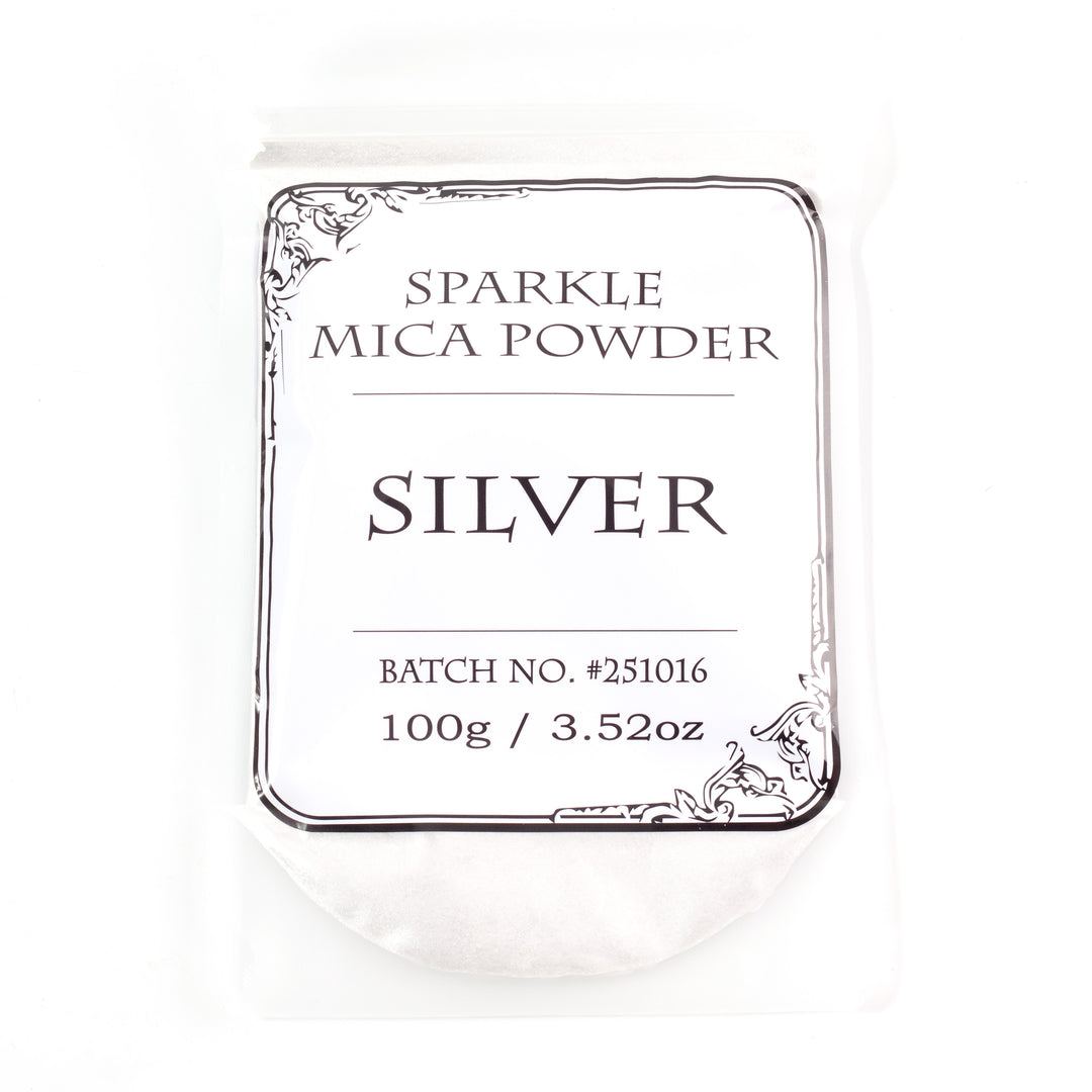 Mica brillante plateada