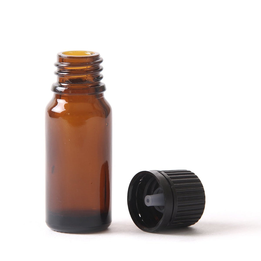 10ml Amber Glass Boston Round Bottle (With Black Tamper Evident Cap) - Mystic Moments UK