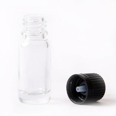 10ml Clear Glass Boston Round Bottle (With Black Tamper Evident Cap & Dropper) - Mystic Moments UK