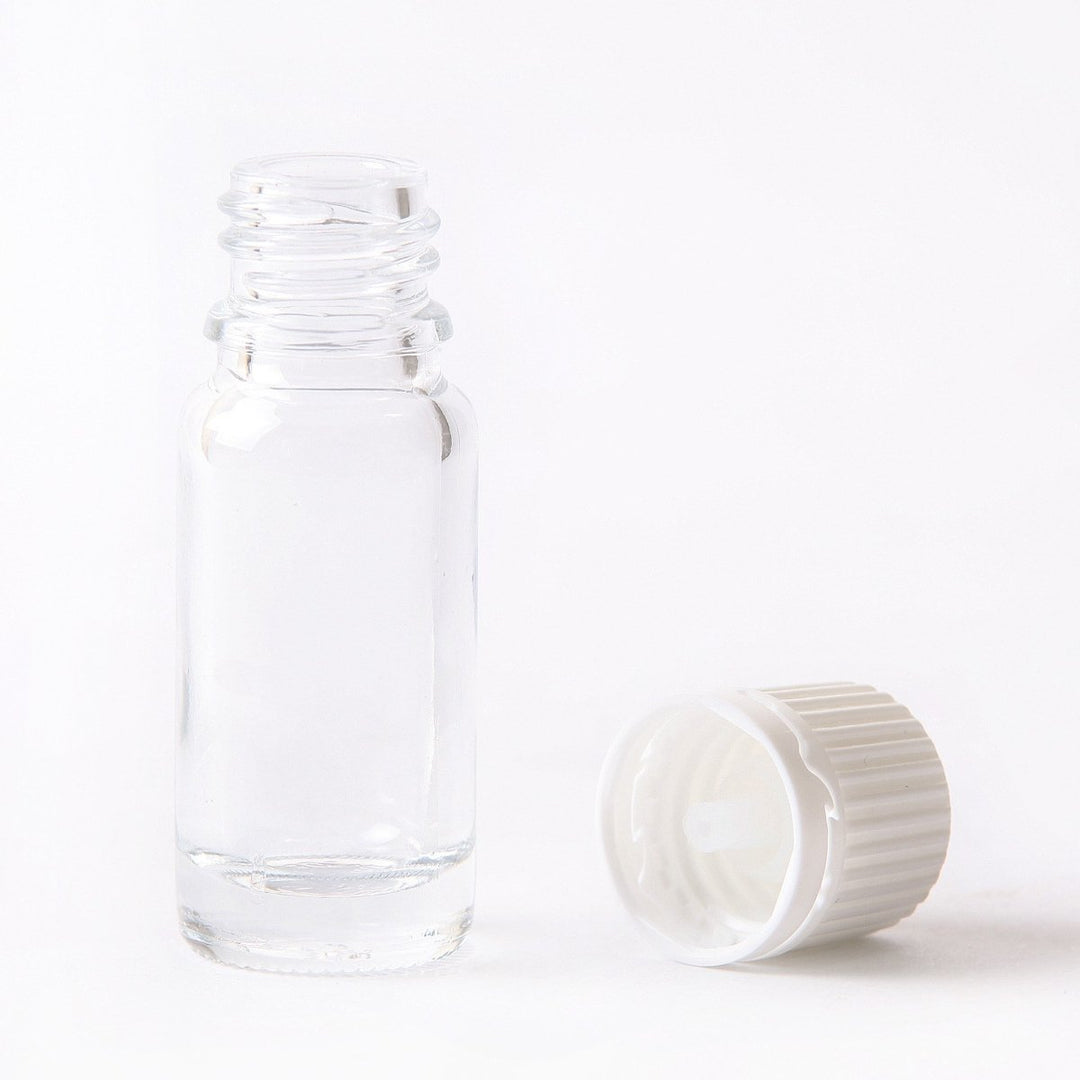 10ml Clear Glass Boston Round Bottle (With White Tamper Evident Cap & Dropper) - Mystic Moments UK