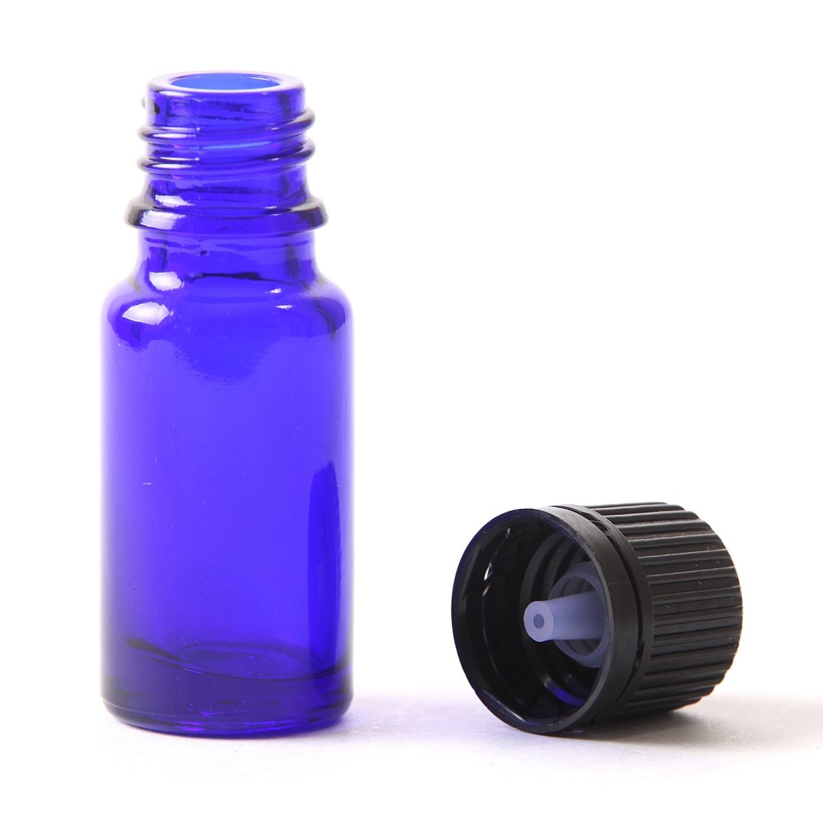 10ml Cobalt Blue Glass Boston Round Bottle (With Black Tamper Evident Cap & Dropper) - Mystic Moments UK