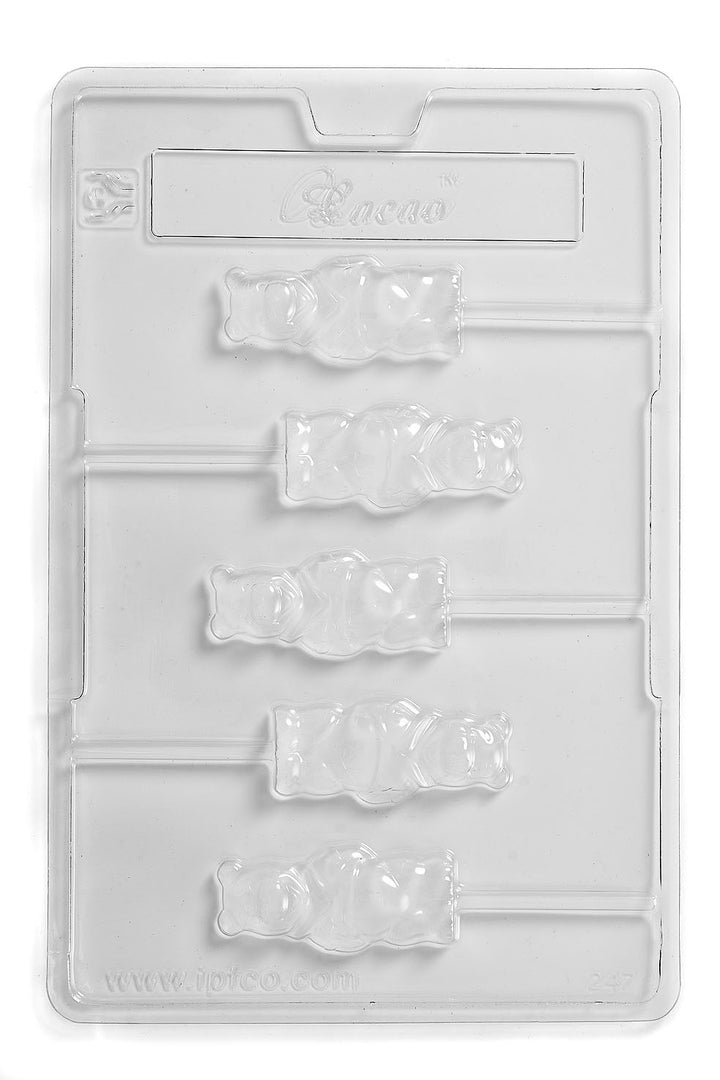 Stampo in PVC Teddy Bear Lolly cioccolato/dolce/sapone/gesso (5 cavità)