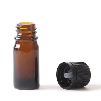 5ml Amber Glass Boston Round Bottle (With Black Tamper Evident Cap) - Mystic Moments UK