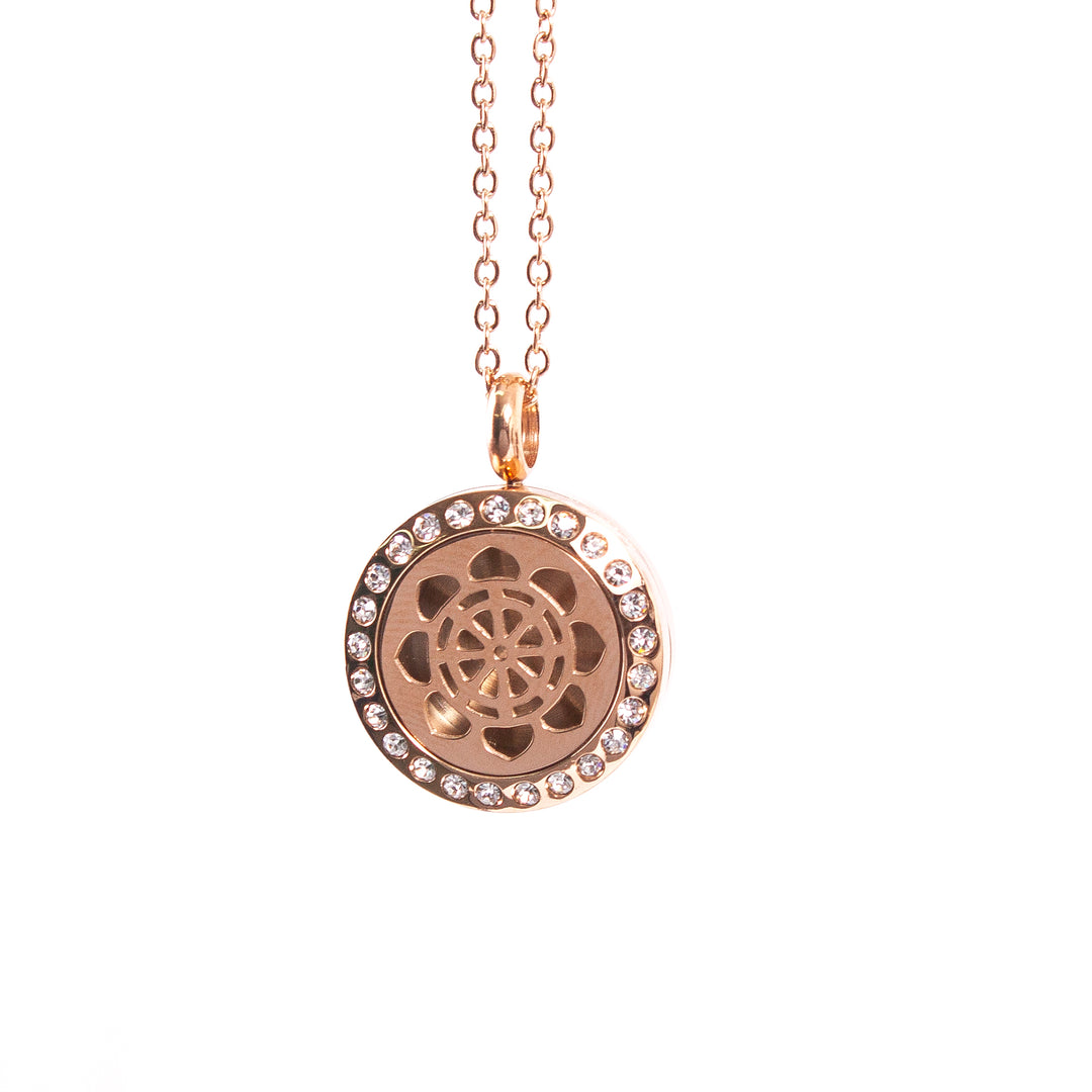 Dharma Wheel | Aromatherapy Oil Diffuser Necklace Locket with Pad