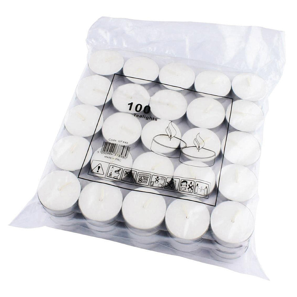 4 Hour Unscented White Tea Lights (Pack of 100)