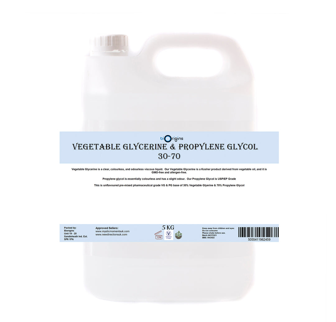 Plantaardige glycerine en propyleenglycolbasis VGPG 30-70