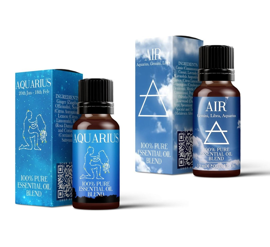 Air Element & Aquarius Essential Oil Blend Twin Pack (2x10ml) - Mystic Moments UK - Essential Oil Blends