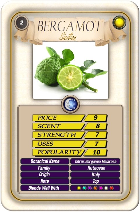 Bergamot Sicilian Top Trump Card - Mystic Moments UK