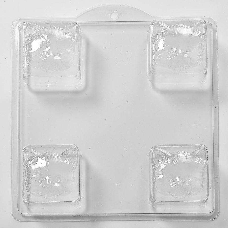 Cat Face Square PVC Mould (4 Cavity) L13 - Mystic Moments UK