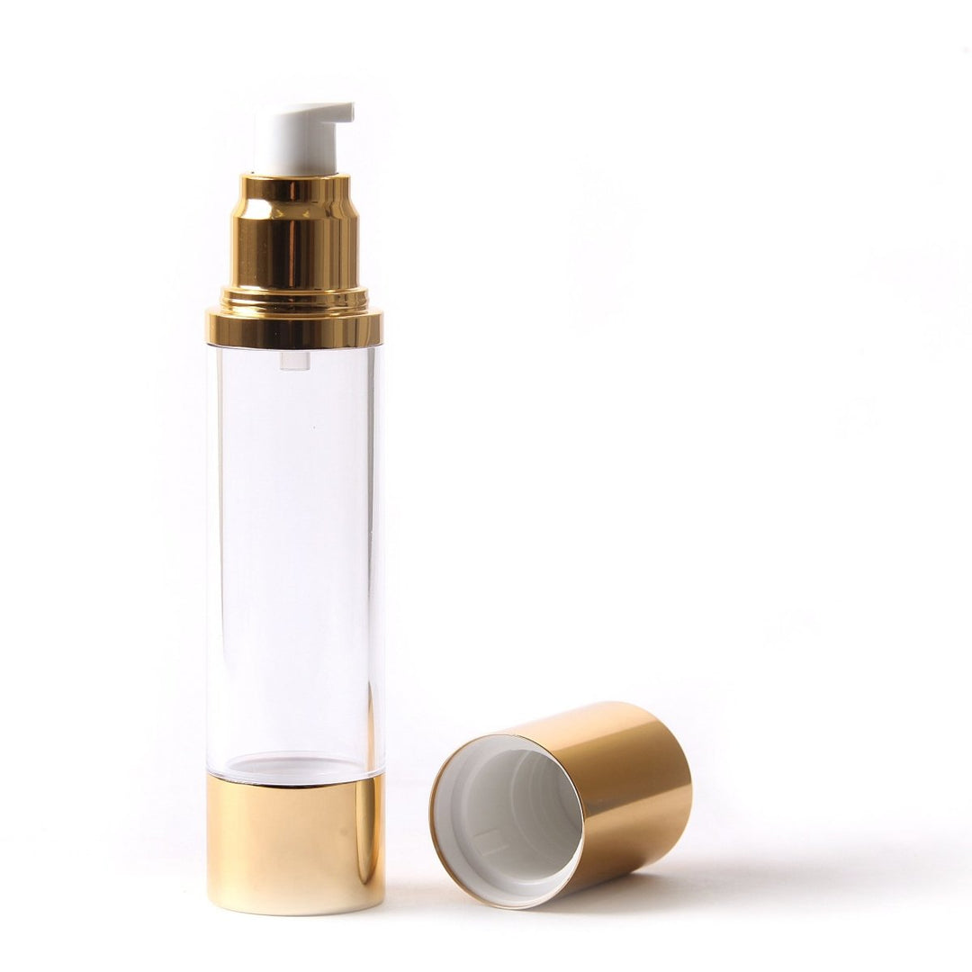 Clear & Gold Chrome 50ml With Cap - Airless Serum Bottles - Mystic Moments UK