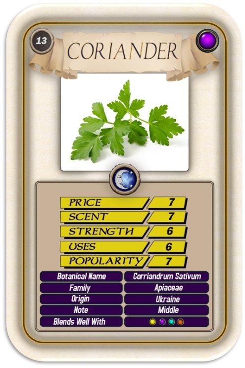 Coriander Top Trump Card - Mystic Moments UK
