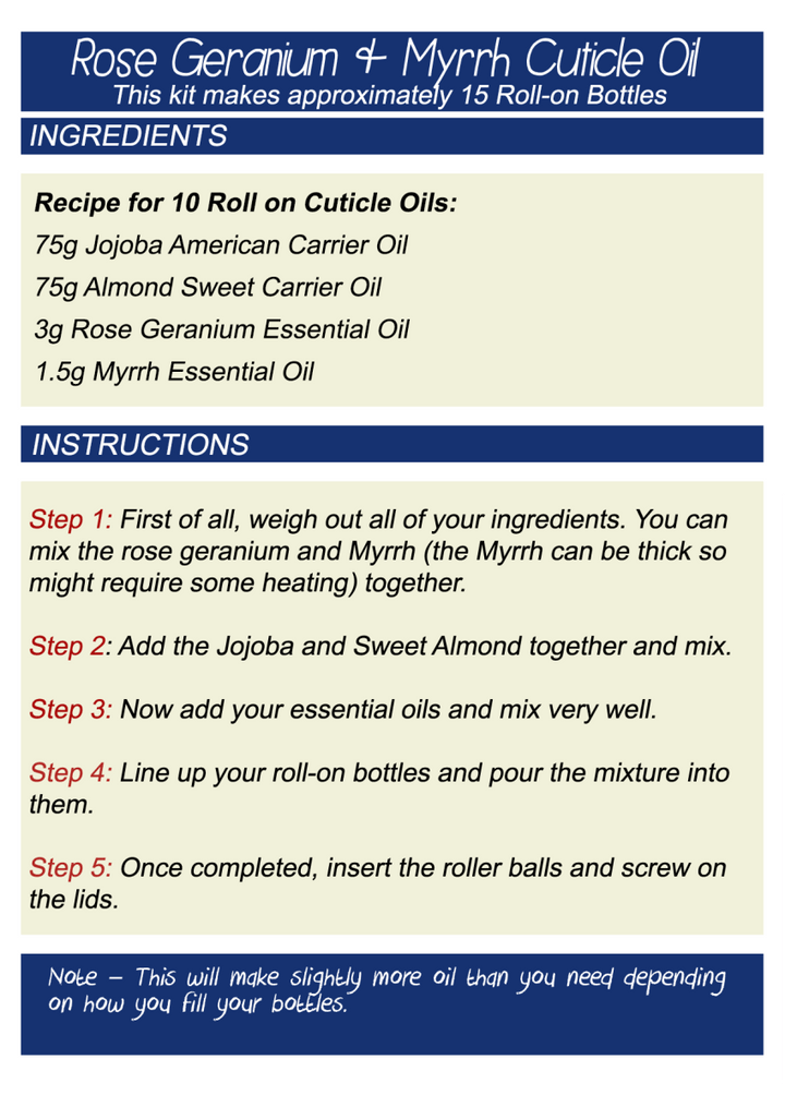 Create Your Own - Rose Geranium & Myrrh Cuticle Oil - Mystic Moments UK