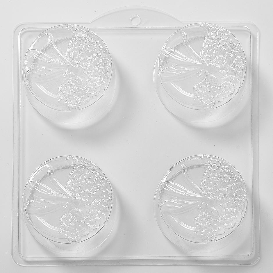 Dragonfly and Flowers Round PVC Mould (4 Cavity) L36 - Mystic Moments UK