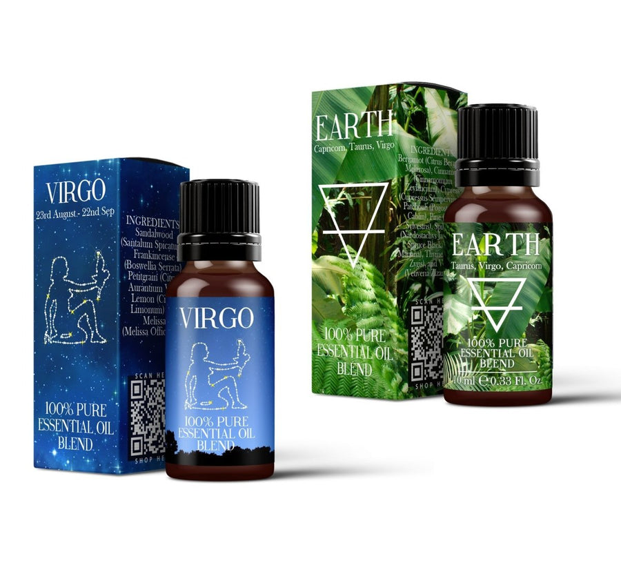 Earth Element & Virgo Essential Oil Blend Twin Pack (2x10ml) - Mystic Moments UK