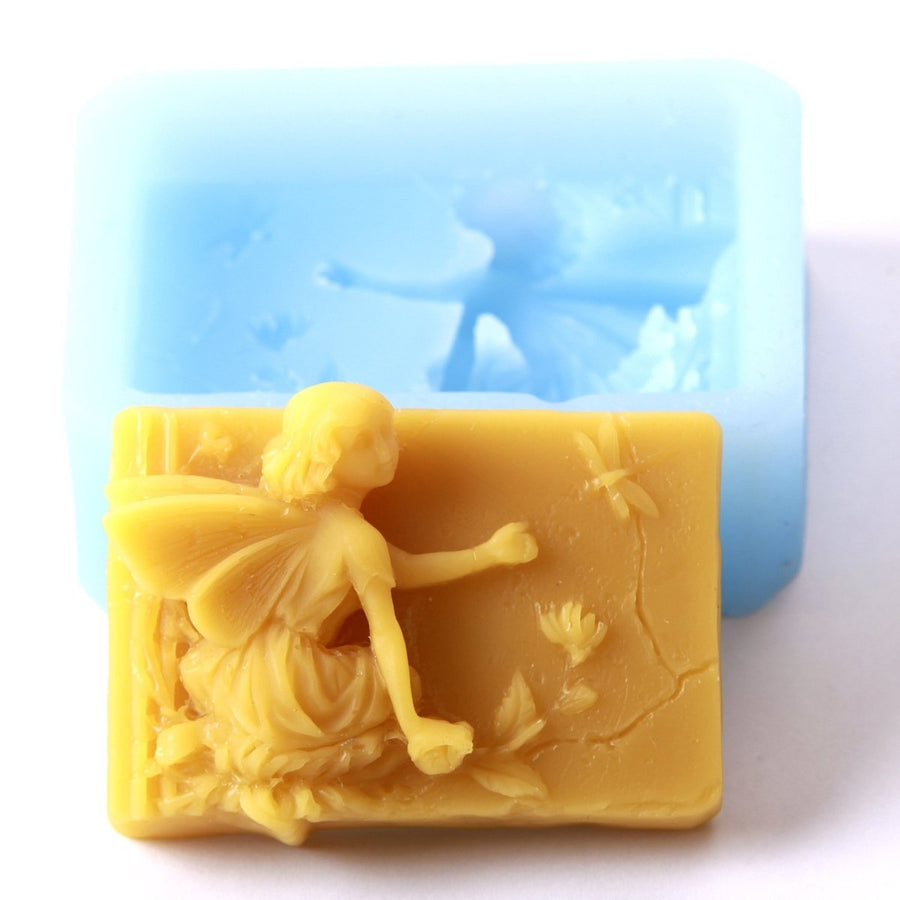 Fairy Sitting Rectangle Silicone Soap Mould R0556 - Mystic Moments UK