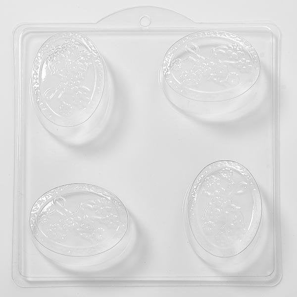 Flowers In Oval Plastic Soap/Bathbomb Mould 4 Cavity M35 - Mystic Moments UK
