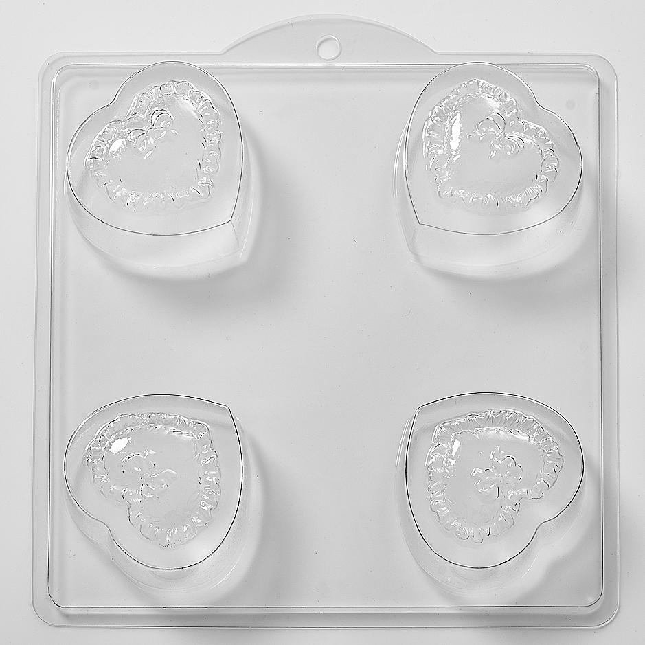 Frilly Bow Heart PVC Mould (4 Cavity) M18 - Mystic Moments UK