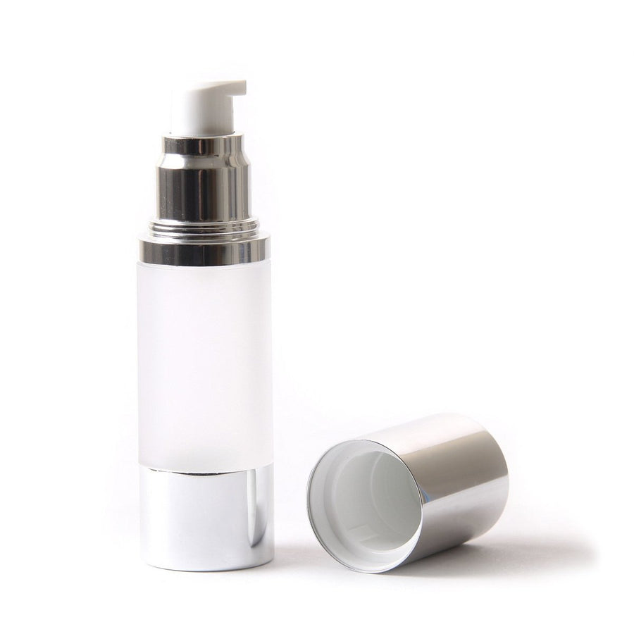Frosted & Silver Chrome 30ml With Cap - Airless Serum Bottles - Mystic Moments UK