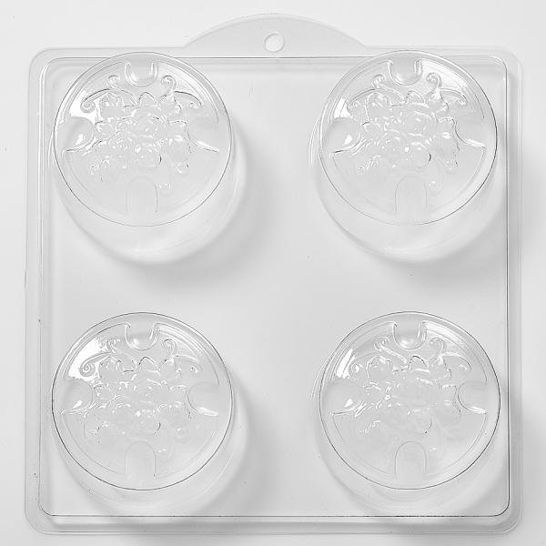 Maltese Cross Embellished With Roses Soap/Bath Bomb Mould 4 Cavity L21 - Mystic Moments UK