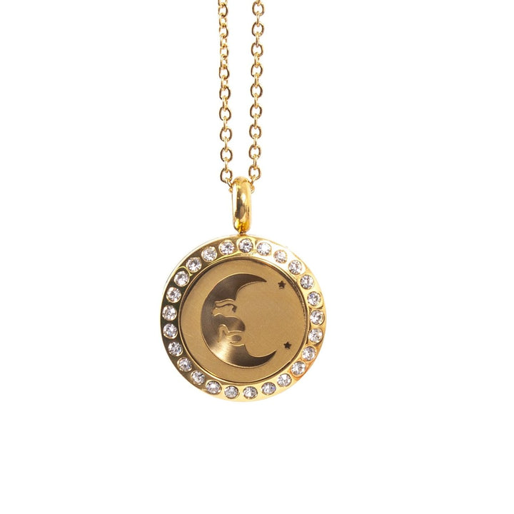 Mystical Moon | Aromatherapy Oil Diffuser Gold Necklace Locket with Pad - Mystic Moments UK