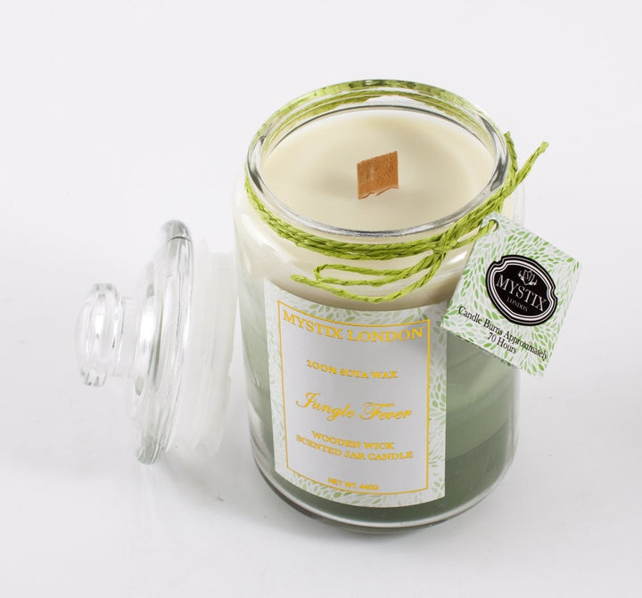 Mystix London Jungle Fever Wooden Wick Scented Jar Candle - Mystic Moments UK