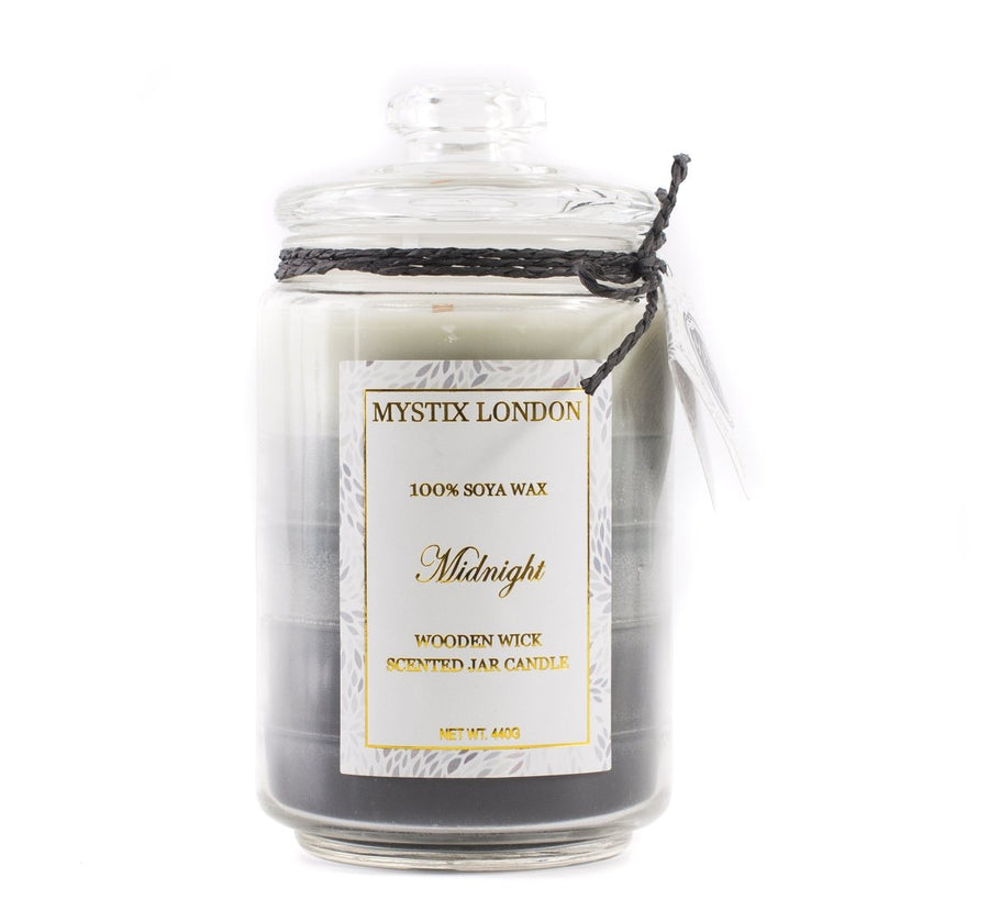 Mystix London Midnight Wooden Wick Scented Jar Candle - Mystic Moments UK