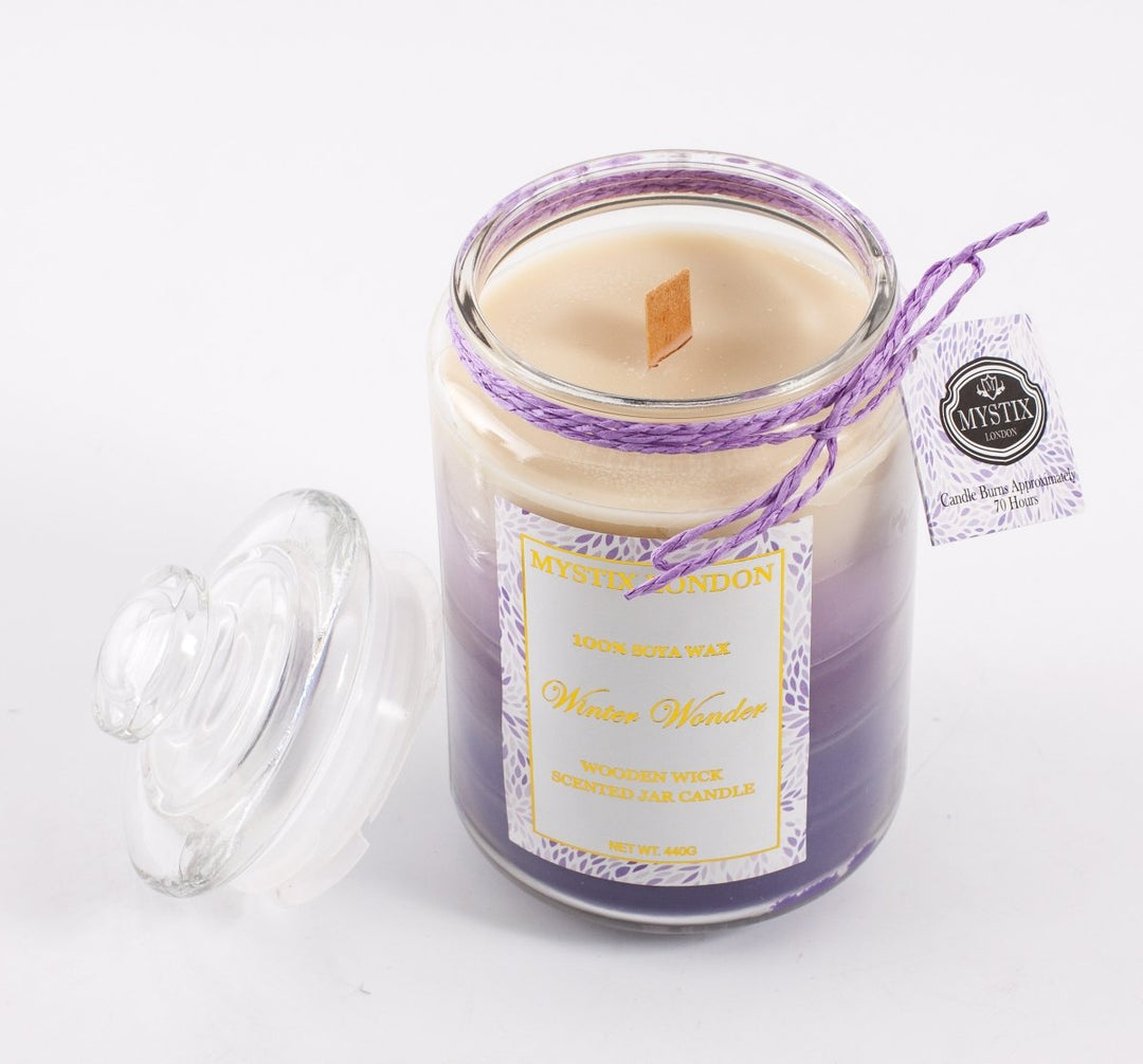 Mystix London Winter Wonder Wooden Wick Scented Jar Candle - Mystic Moments UK