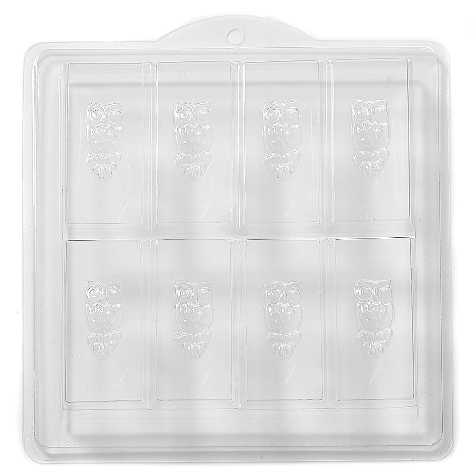 Owl Embossed On Rectangle Soap PVC Mould (8 Cavity) H02 - Mystic Moments UK