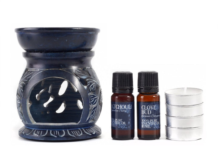 Patchouli and Clove Oil Oil Burner Gift Set - Mystic Moments UK
