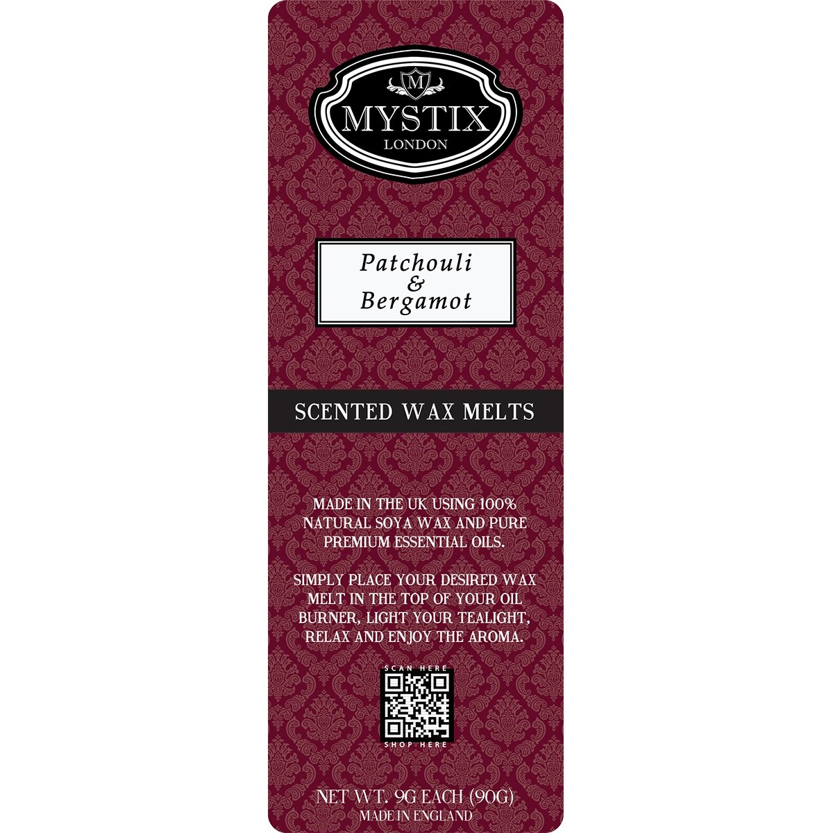 Patchouli & Bergamot | Wax Melt Clamshell - Mystic Moments UK