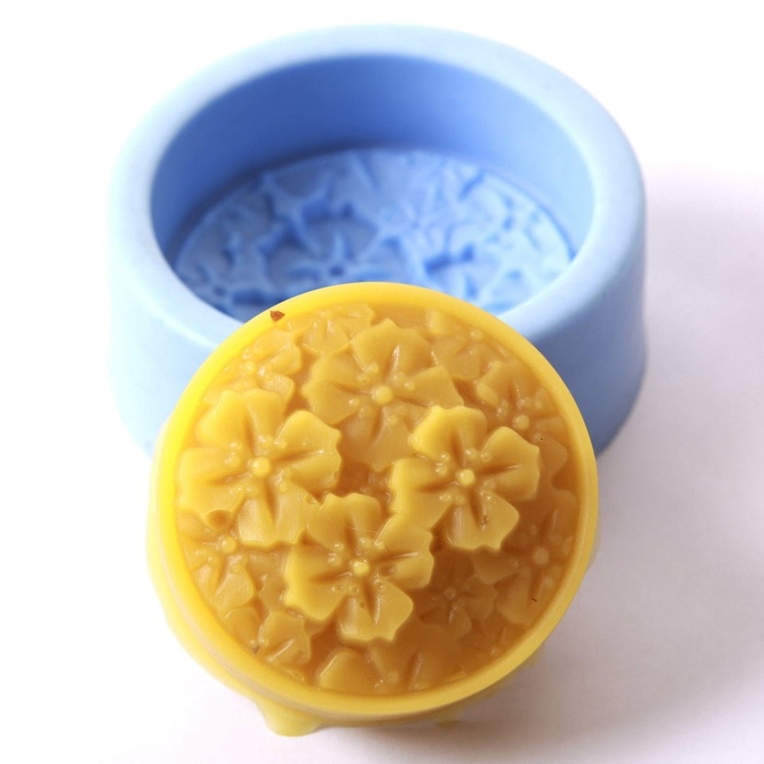Primroses On Circle Silicone Soap Mould R0321 - Mystic Moments UK