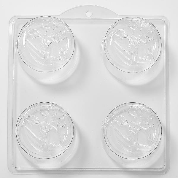 Round Lily/Lillies Flowers Soap/Bath Bomb/Chocolate Mould 4 Cavity L27 - Mystic Moments UK