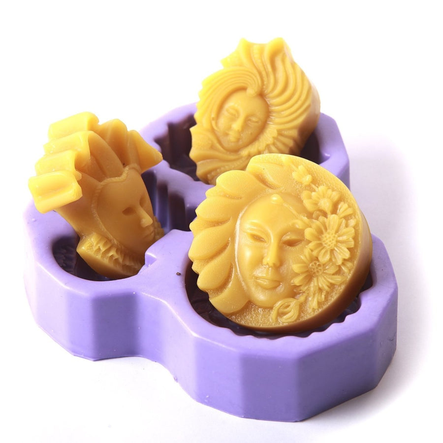 Three Faces Silicone Soap Mould R0124 - Mystic Moments UK