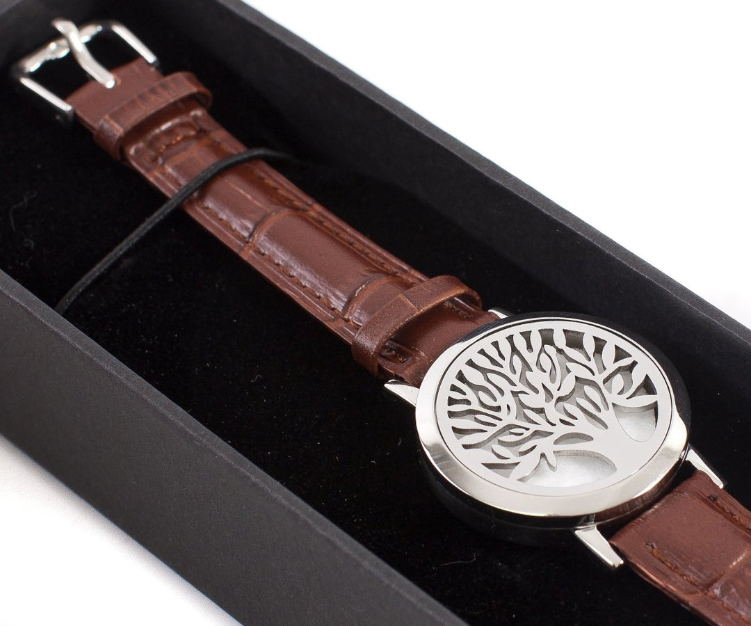 Tree of Life | Aromatherapy Oil Diffuser Bracelet with Adjustable Leather Strap - Mystic Moments UK