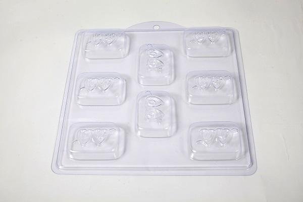 Wedding Favour Soap Mould Mold Double Heart with Arrow 8 Cavity M140 - Mystic Moments UK