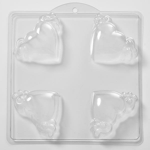 Winged Hearts Plastic Soap/Bathbomb Mould 4 Cavity M23 - Mystic Moments UK