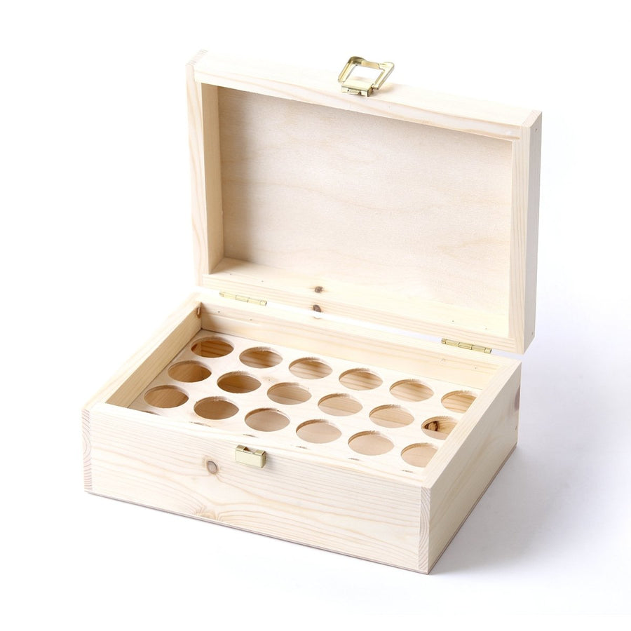 Wooden Aromatherapy Gift Box - (Empty But Can Hold 24 x 10ml Glass Bottles) UK Manufactured - Mystic Moments UK