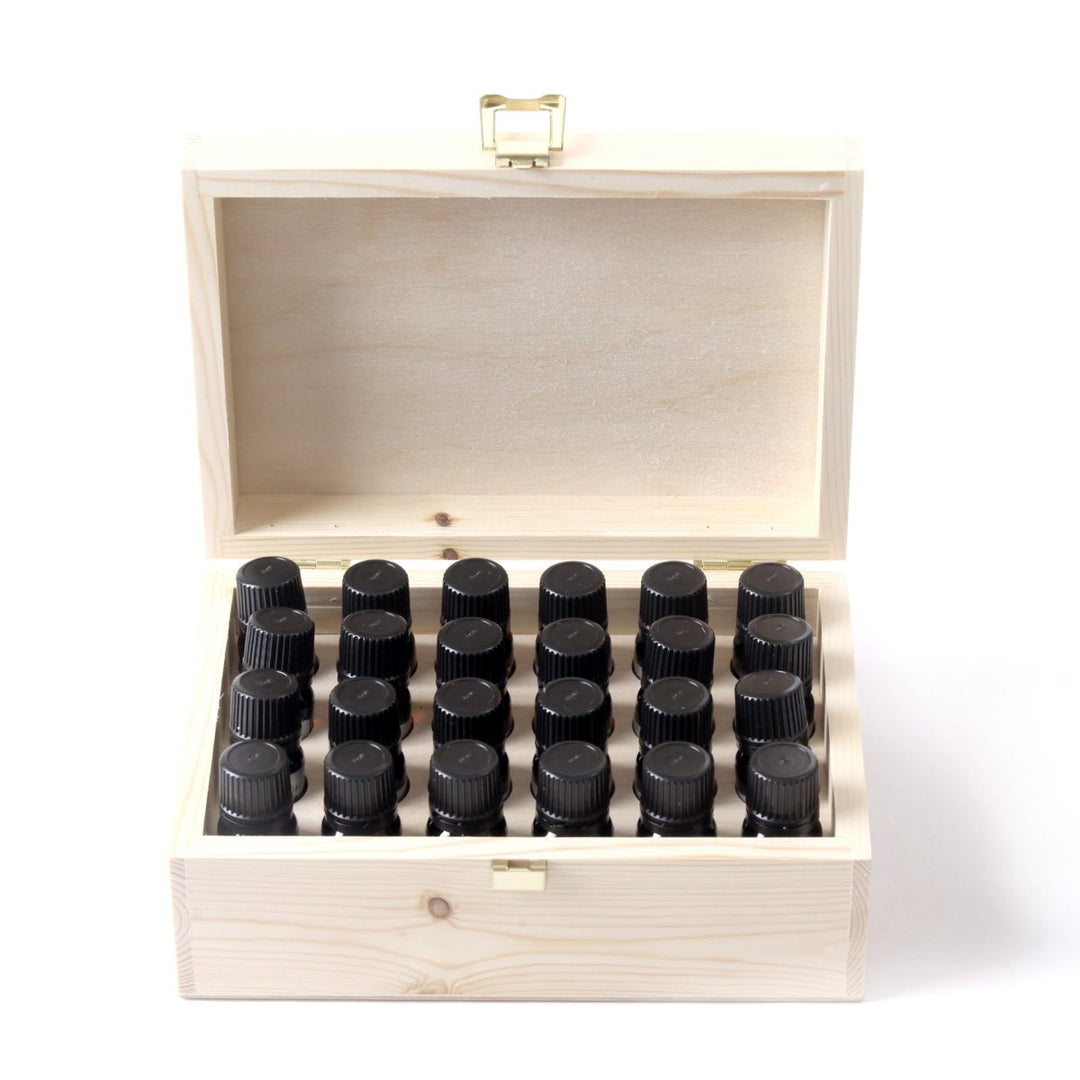 Wooden Aromatherapy Gift Box - (Empty But Can Hold 24 x 10ml Glass Bottles) UK Manufactured - Mystic Moments UK