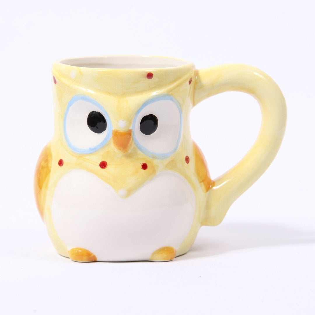 Yellow Ceramic Polka Dot Owl Mug - Mystic Moments UK